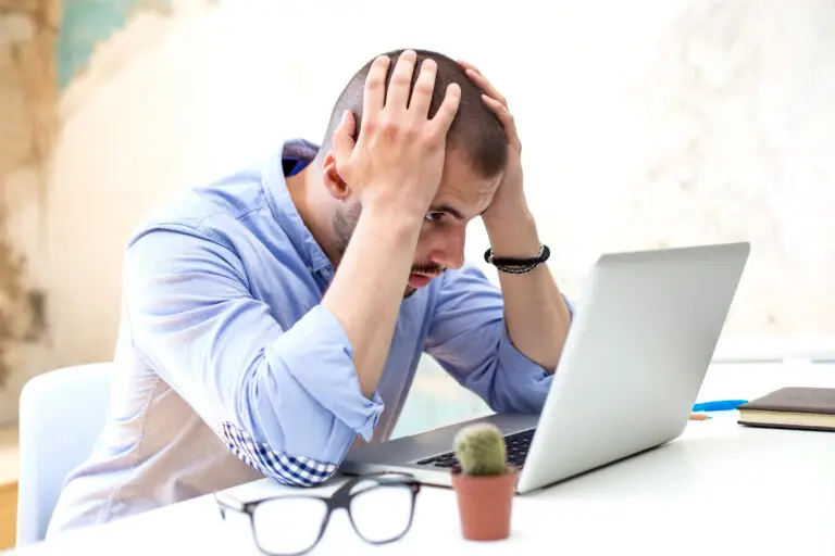 Young man working on laptop